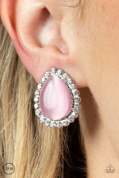 Downright Demure Pink Clip-On Earrings Paparazzi