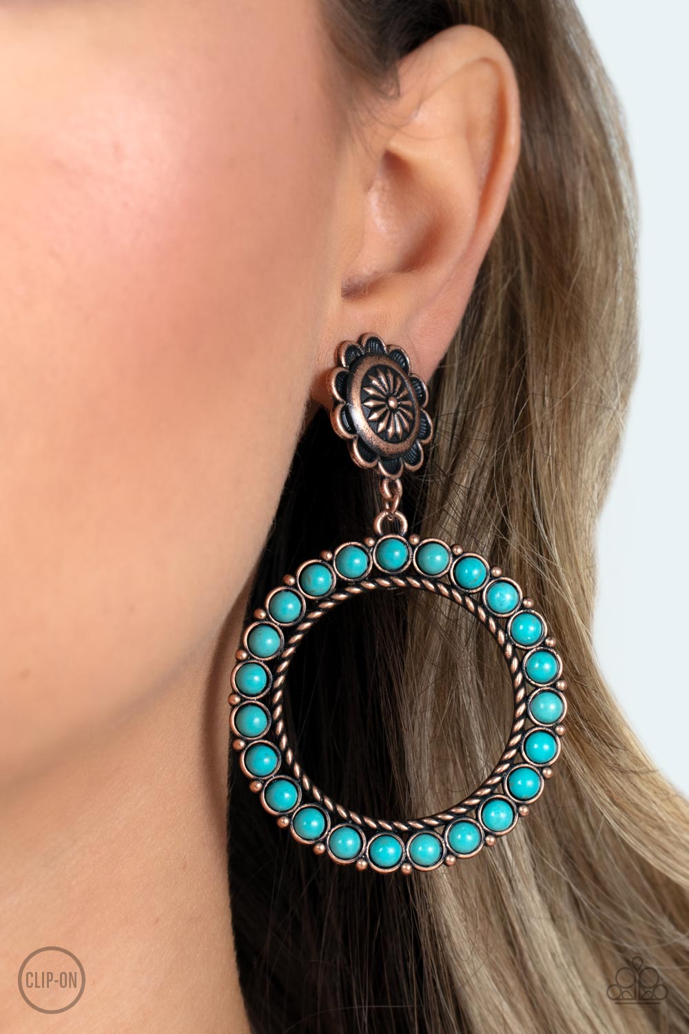 Playfully Prairie Copper Clip-On Earrings Paparazzi
