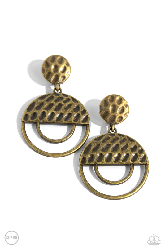 Southern Souvenir Brass Clip-On Earrings Paparazzi