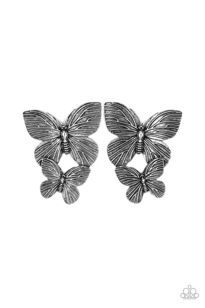 Blushing Butterflies Silver Earrings Paparazzi