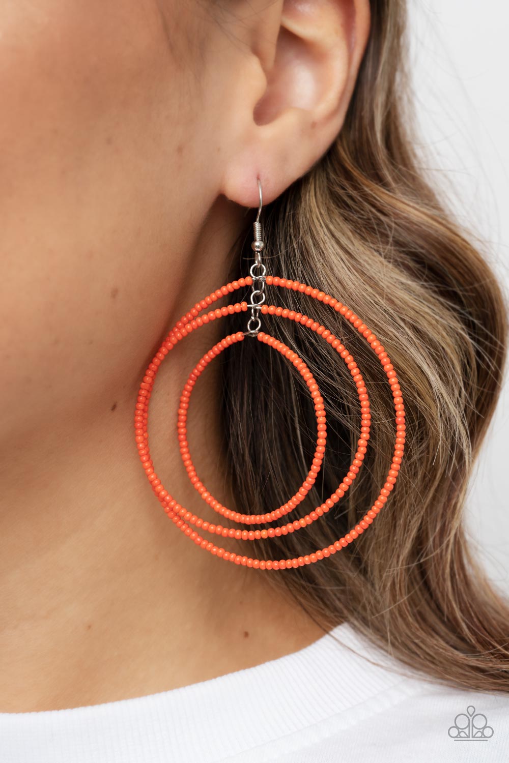Colorfully Circulating Orange Earrings Paparazzi