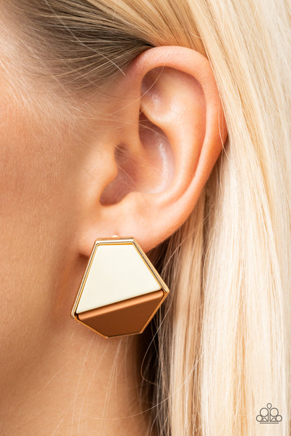 Generically Geometric Brown Earrings Paparazzi