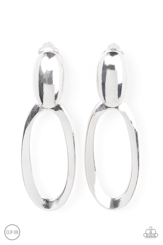 Pull OVAL! Silver Clip-On Earrings Paparazzi