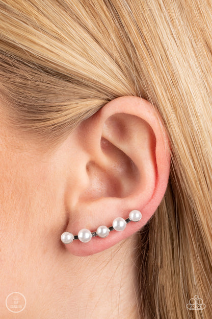 Drop-Top Attitude White Ear Crawler Earrings