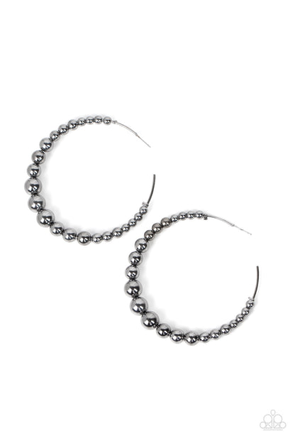 Show Off Your Curves Black Hoop Earrings Paparazzi