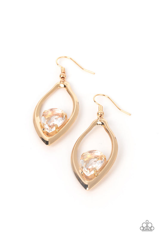 Beautifully Bejeweled Gold Earrings Paparazzi