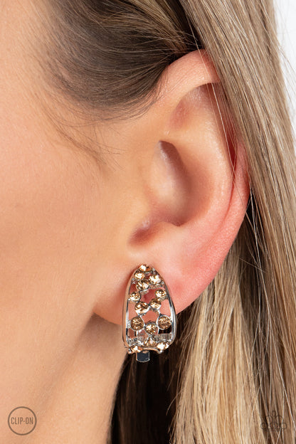 Extra Effervescent Brown Clip-On Earrings Paparazzi
