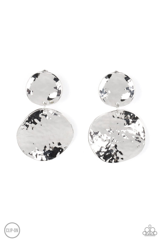 Rush Hour Silver Clip-on Earrings Paparazzi