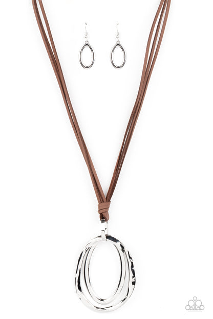 Long OVAL-due Brown Necklace Paparazzi