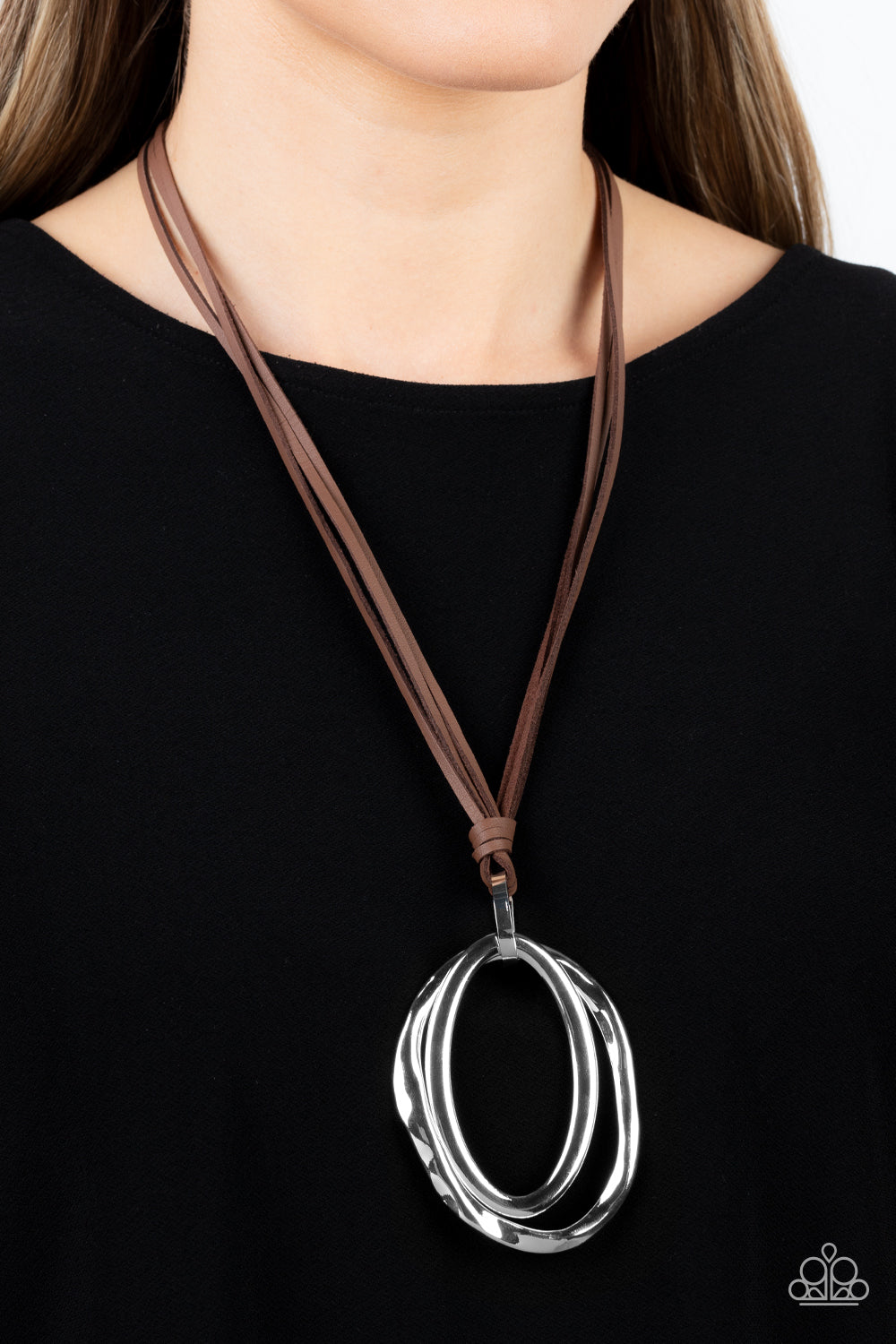 Long OVAL-due Brown Necklace Paparazzi