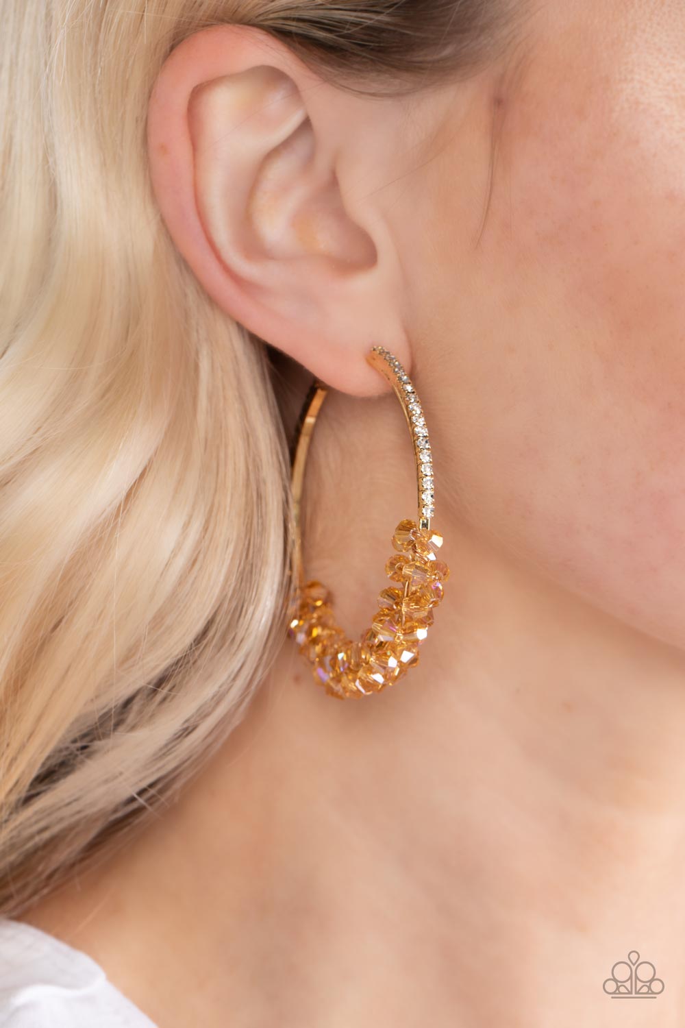 Bubble-Bursting Bling Gold Hoop Earrings Paparazzi
