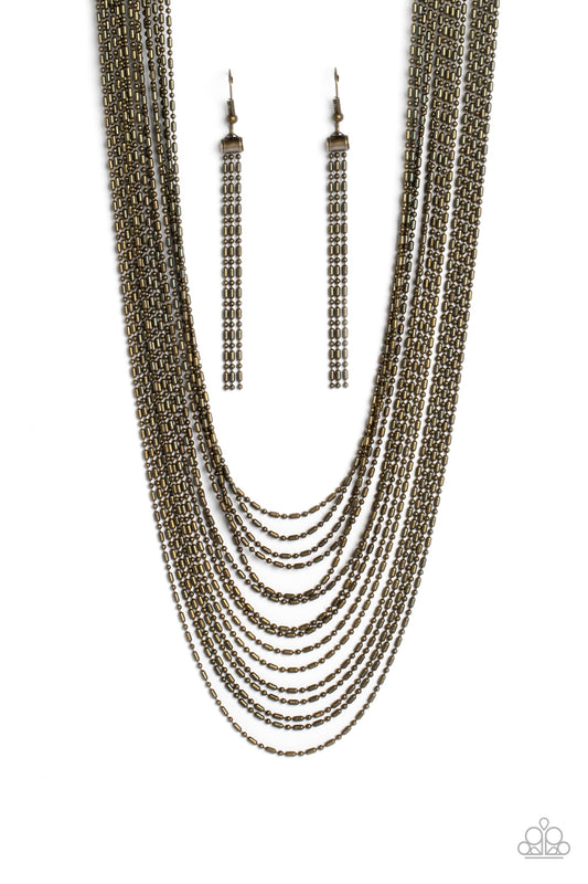 Cascading Chains Brass Necklace Paparazzi
