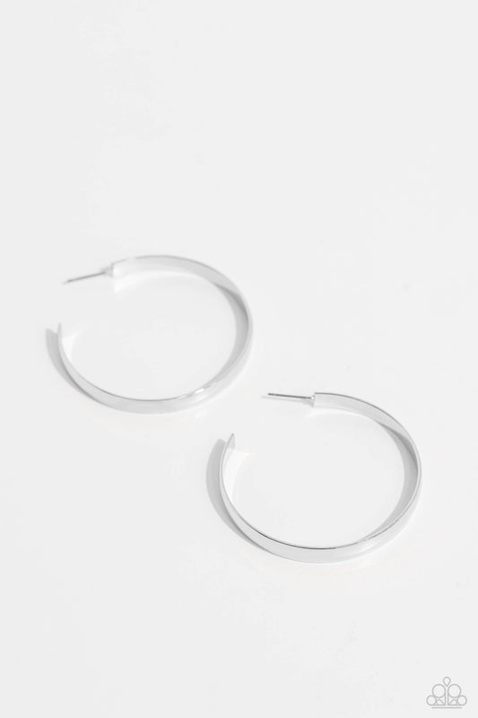 Sleek Symmetry Silver Hoop Earrings Paparazzi