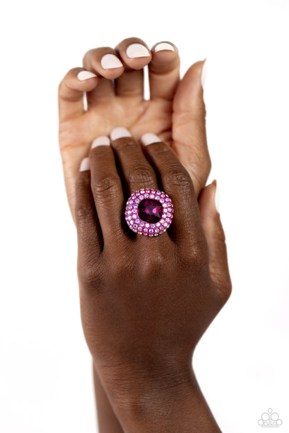 Glistening Grit Pink Ring Paparazzi