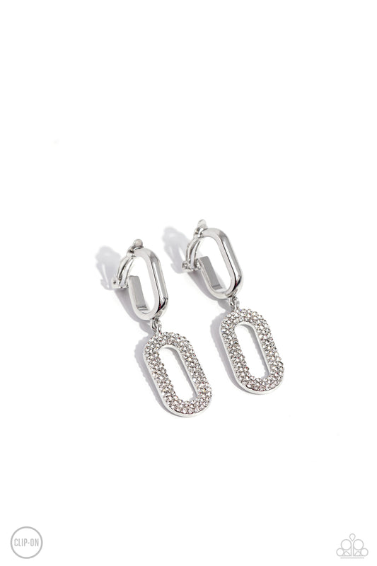 Linked Luxury White Clip-On Earrings Paparazzi
