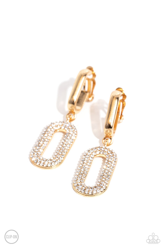 Linked Luxury Gold Clip-On Earrings Paparazzi