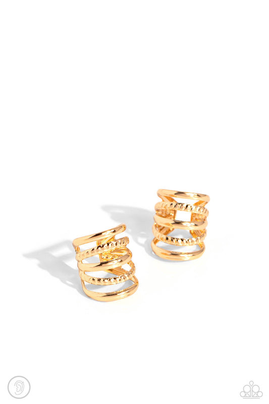 Flexible Fashion Gold Earrings Paparazzi