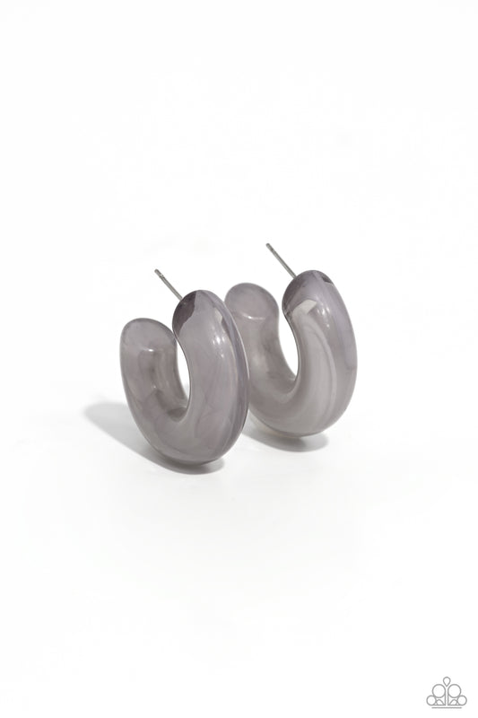 Acrylic Acclaim Silver Hoop Earrings Paparazzi