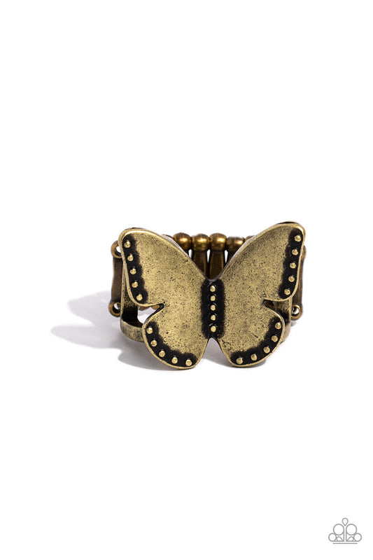 Soaring Santa Fe Brass Butterfly Ring Paparazzi