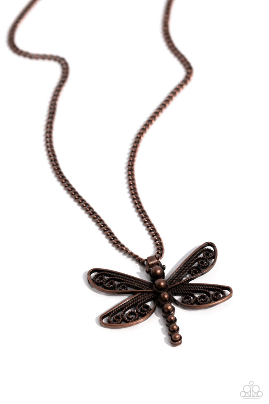 Dragonfly Dance Copper Necklace Paparazzi