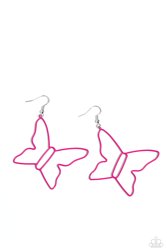 Soaring Silhouettes Pink Earrings Paparazzi