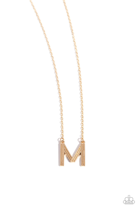 Leave Your Initials Gold *M* Necklace Paparazzi