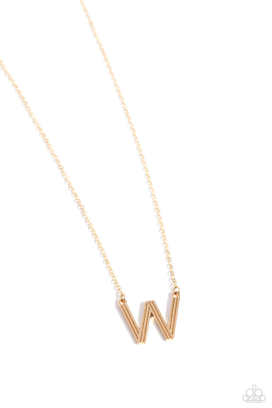 Leave Your Initials Gold *W* Necklace Paparazzi