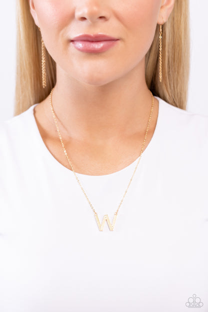 Leave Your Initials Gold *W* Necklace Paparazzi