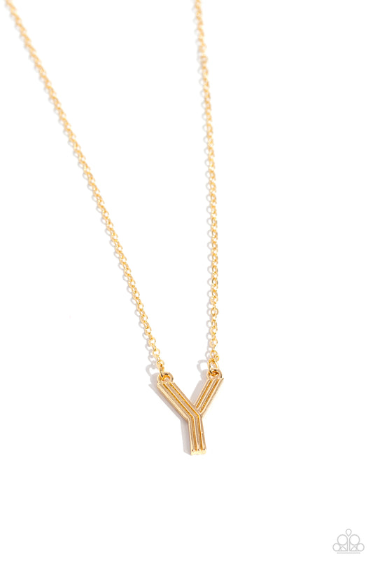 Leave Your Initials Gold *Y* Necklace Paparazzi