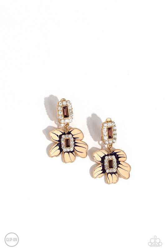 Colorful Clippings Gold Clip-On Earrings Paparazzi
