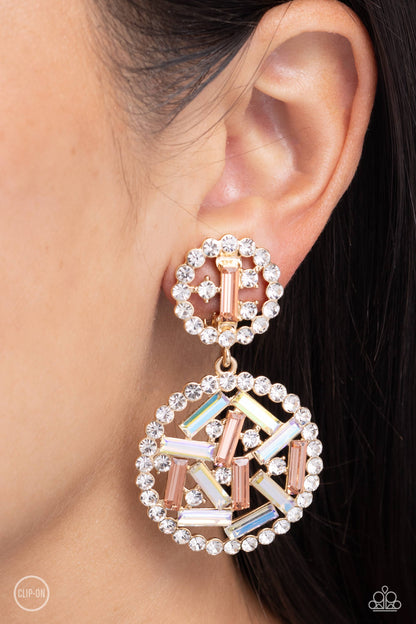 Gasp-Worthy Glam Gold Clip-On Earrings Paparazzi