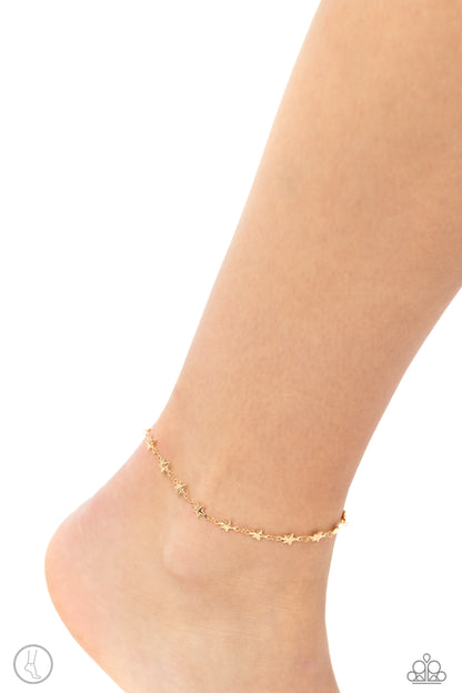 Starry Swing Dance Gold Ankle Bracelet Paparazzi