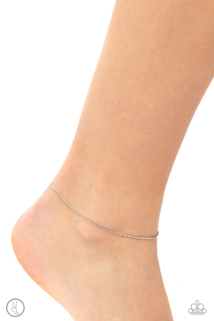 High-Tech Texture Silver Ankle Bracelet Paparazzi