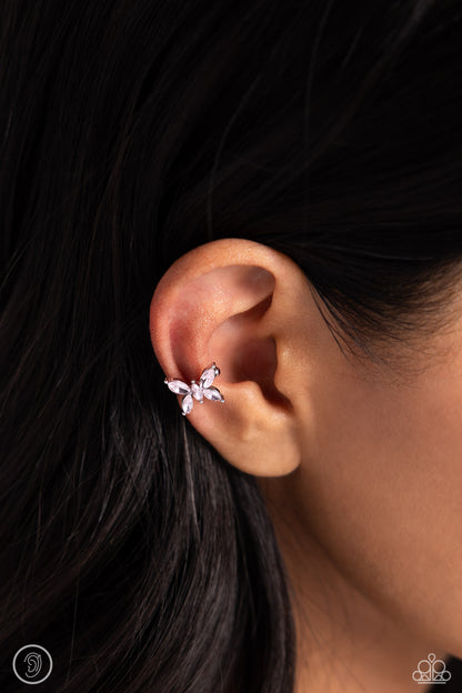 Aerial Advancement Pink Ear Cuff Earrings Paparazzi