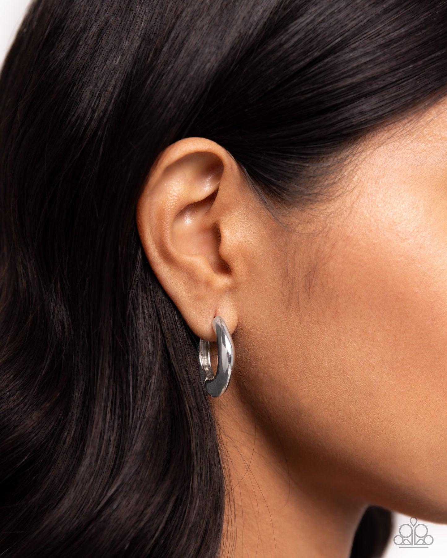 Monochromatic Makeover Silver Hoop Earrings Paparazzi