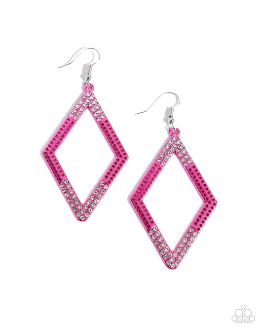 Eloquently Edgy Pink Earrings Paparazzi