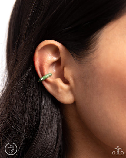 Coastal Color Green Ear Cuff Earrings Paparazzi