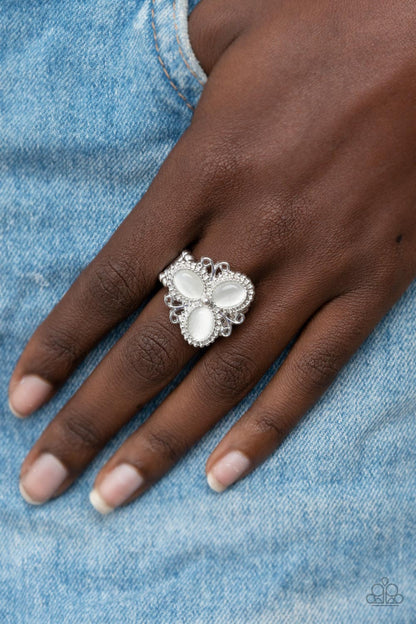 Bewitched Blossoms White Ring Paparazzi