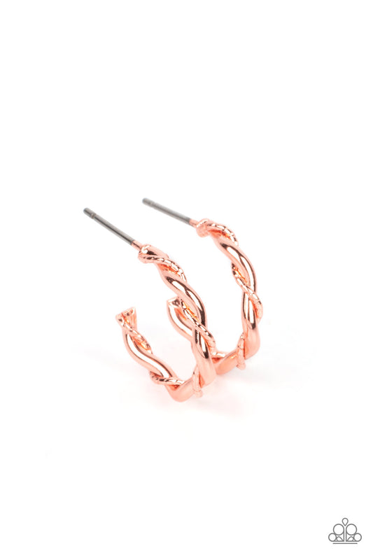 Irresistibly Intertwined Copper Hoop Earrings Paparazzi