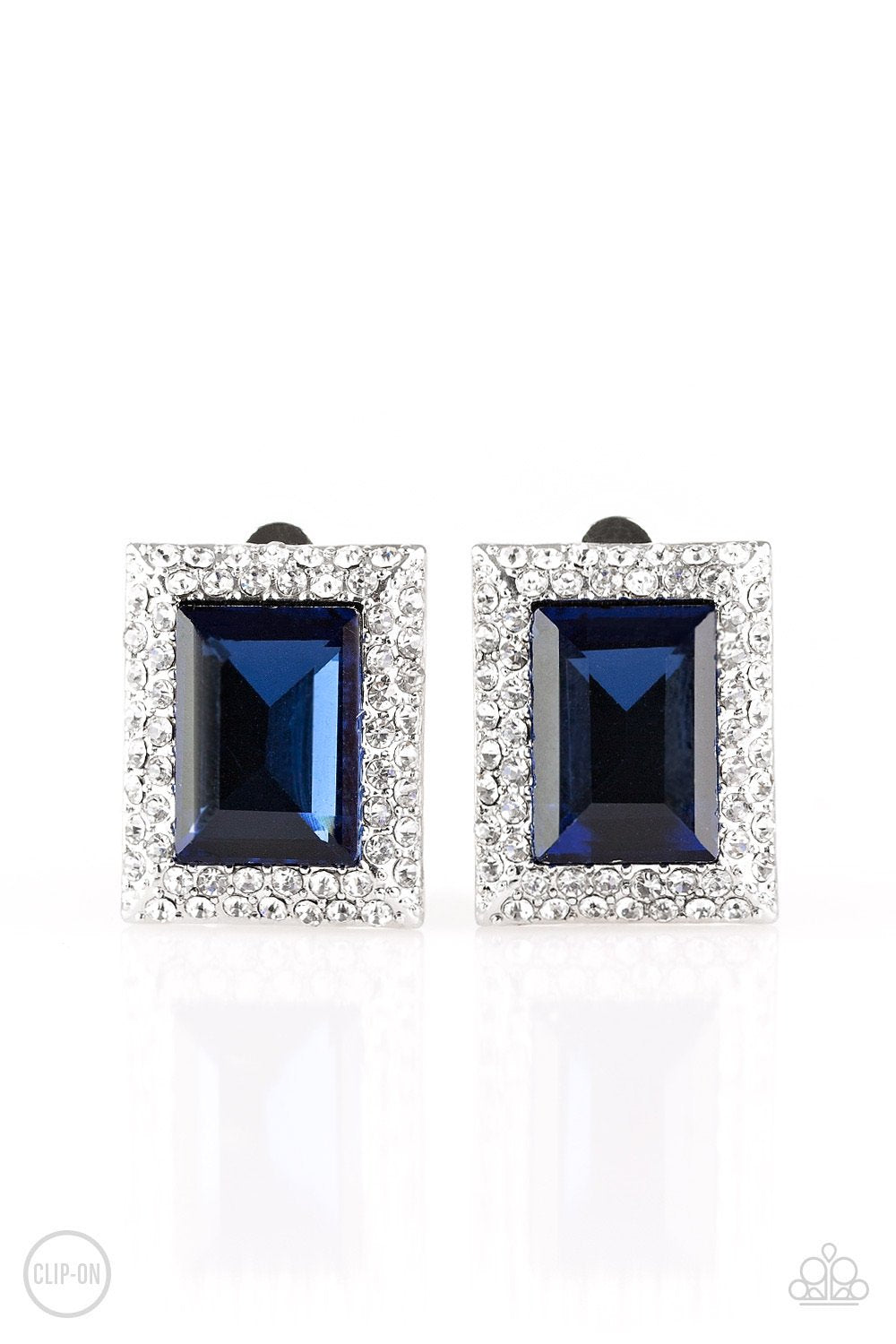Crowned Couture Blue Clip Earrings - Daria's Blings N Things