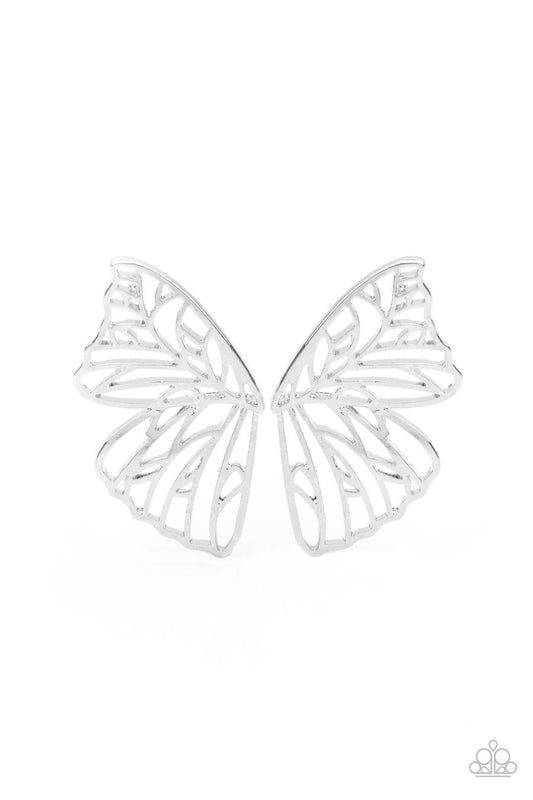 Butterfly Frills Silver Post Earrings - Daria's Blings N Things