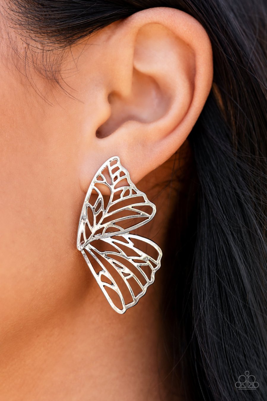 Butterfly Frills Silver Post Earrings - Daria's Blings N Things