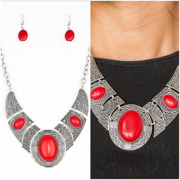 Leave Your LANDMARK Red Necklace - Daria's Blings N Things