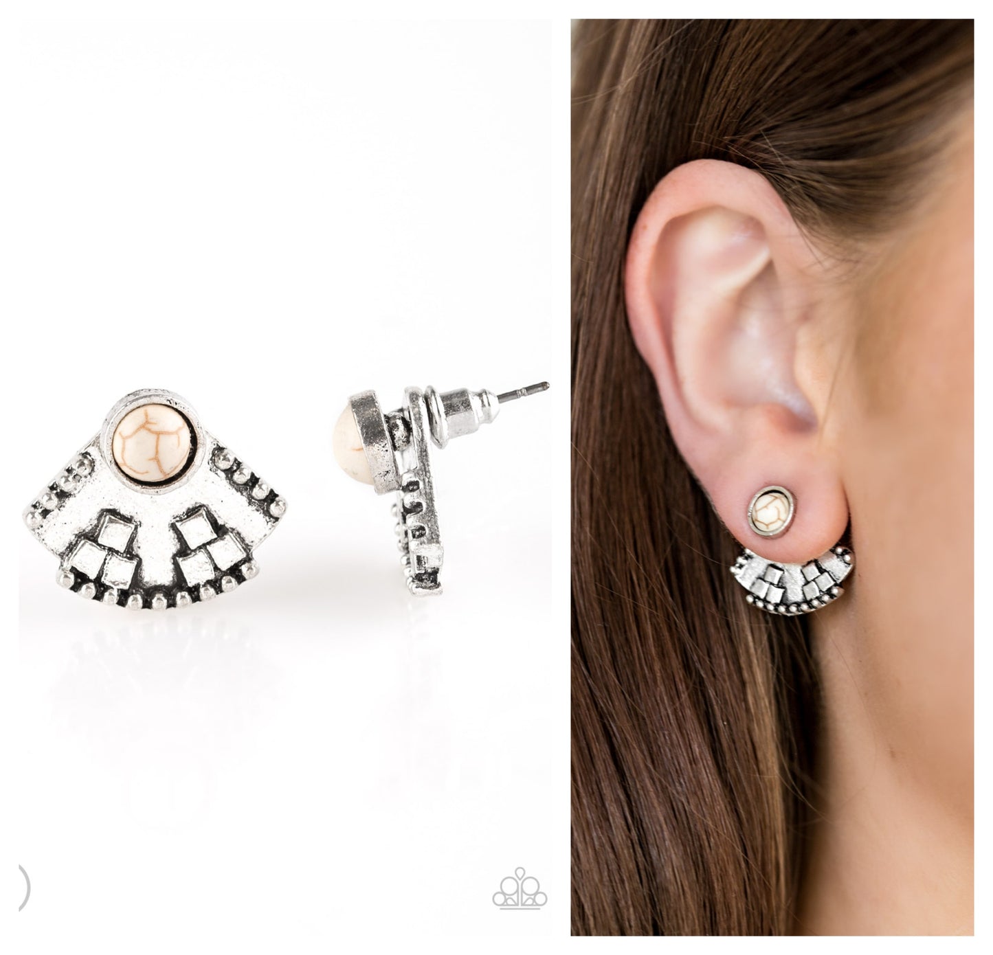 Stylishly Santa Fe White Post Earrings - Daria's Blings N Things